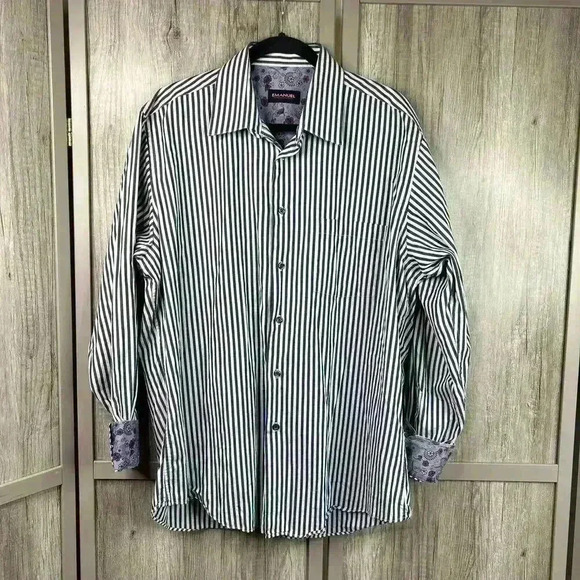 Emanuel Ungaro Men Button Down Shirt XL Striped Long Sleeves - Picture 1 of 6